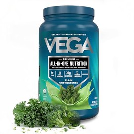 Vega All-in-One Nutrition Organic Vegan Protein Powder – Unsweetened, 20g Protein Meal Replacement Shake– 1.68 lbs (20 Servings)