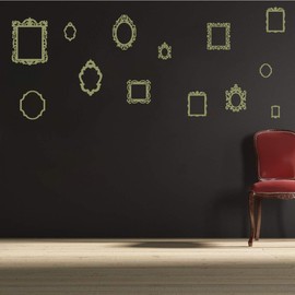 Antique Style Picture Frame Stickers Removable Vintage Decorative Vinyl Decals for Home Decor Wall Art (Olive, 56x56 inches)