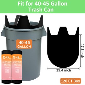 40-45 Gallon Heavy Duty Trash Bags 120 Count 1.2 Mil with 4 Innovative Flap Ties | Compatible with Rubbermaid Brute & Winco & Behrens 40-45 Gallon Round Trash Can | Tear & Leak Resistant Black