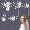 Pack of 5 Wedding Hair Accessories, White Silver, FUKPO Bridal