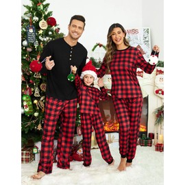 Ekouaer Family Christmas Pajamas Matching Sets Womens Mens Kids Pjs Long Sleeve Sleepwear Holiday Lounge Sets Plaid L