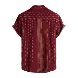 VATPAVE Mens Casual Short Sleeve Button Down Shirts Regular Fit Hawaiian Summer Shirts 3X-Large WineRed