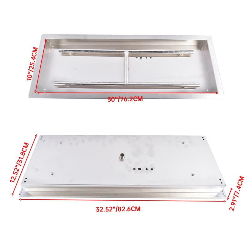 Mixizap 30 x 10 Inch Stainless Steel Propane Gas Rectangular
