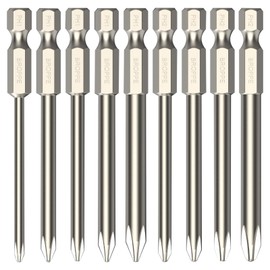Rarapop Phillips Cross Slot Screwdriver Bit Set 9Pcs 1/4 Inch Hex Shank 3 Inch/75 mm Length S2 Steel with Magnetic for Power Screwdriver Drill Impact Driver (9Pcs 75mm)