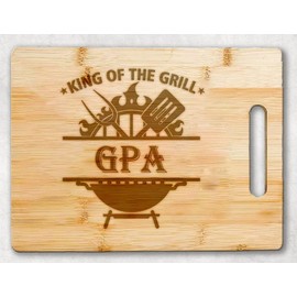 King Of The Grill Cutting Board For Gpa Griller - Grandpa Gift - Gpa's Bbq - Grilling Gift For Men - Fathers Day Cutting Board - Grill Master - Best Gpa Cutting Board