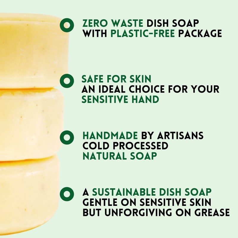 Zero Waste Natural Dish Soap Bar (Pack of 3 Bars)