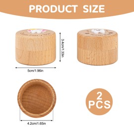 Leikedun 2Pcs Tooth Fairy Box, 3D Carved Wooden Tooth Storage Box Cute Tooth Keepsake Holder for Dropped Baby Tooth