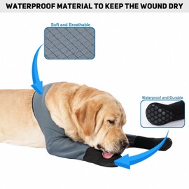 yrenoer Dog Socks & Boots - Waterproof Anti-Licking Paw Protectors with Non-Slip Bottom, Post-Surgery Recovery Sleeves for Wound Protection (Grey, L)