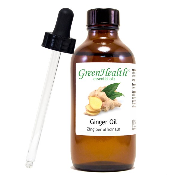GreenHealth Essential Oil 4 fl oz (118 ml) Glass Bottle w/Glass Dropper – 100% Pure Essential Oil… (Ginger)