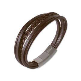 Fly Style Leather bracelet black or brown with magnetic clasp made of stainless steel, men's braided bracelet, length 18-25 cm, faux leather, vegan, Leather