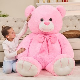 Tezituor Giant Teddy Bear, 59 inch Soft Big Stuffed Animal Life Size Plush Bear Toy Valentine's Christmas Birthday Gift for Girlfriend Kids,Pink