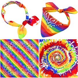QYEHF Pack of 4 Gay Rainbow Bandanas, Gay Pride Accessory Rainbow, Gay Pride Headband Stripes Paisley Multicoloured Neckerchief for Men and Women Head Hair, hot