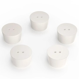 stonyLab Double Hole Rubber Stoppers 5 Pack Airtight 7# Natural Rubber Stoppers Laboratory Sealing for Chemical Experiments