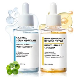 Centella Asiatica Suero y CICA Péptidos Propóleo Suero, 2 En 1 Kit de Sérum Coreana,Hidratación Profunda y Reparación, Cuidado Antiedad y Reparador...