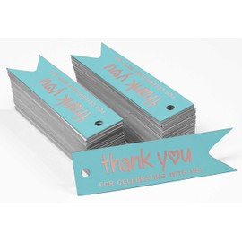 Inkdotpot Pack Of 50 Real Rose Gold Foil Paper Tags Thank You For Celebrating With Me Birthday Favor Hang Tags