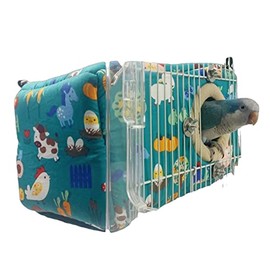 Large Winter Warm Bird Nest House, Bird Bed for Cage, Parrot Nest Snuggle Shed Hut for Four Seasons, Easy to Install for Quaker Lovebirds (Green,Small)