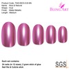 Bling Art Oval False Nails Fake Acrylic Matte Pink Metallic