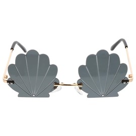 NUOBESTY Shell Glasses Rimless Sunglasses Irregular Sunglasses Novelty Fun Glasses Punk Glasses Frameless Party Glasses for Birthday Summer Beach Hawaiian Party Photo Props, dark grey