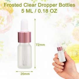 JamHooDirect Glas-Tropfflaschen, leere Mini-Tropfflaschen mit goldfarbener Kappe, nachfüllbarer Probenbehälter für ätherische Massageöle/chemische Flüssigkeiten, 10 Stück (transparent/rotgoldene Kappe