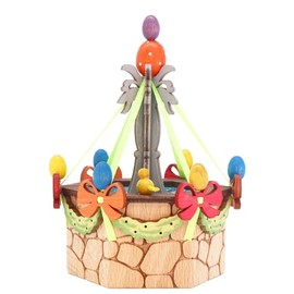 Drechslerei Kuhnert Easter Decoration / Easter Bunny "Easter Fountain" 10 x 10 x 13 cm, Made of the Finest Wood, for a Charming Easter Party or a Permanent Decoration, Wooden Art Made in Germany