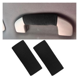LAINLOY 2PCS Car Inside Door Handle Protector, Colorful Soft Fluff Car Pull Handle Cover, Anti-Scratch Grab Handle Wrap, Car Interior Decoration Accessories for Women Men (Black)