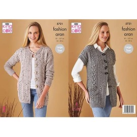King Cole 5721 Knitting Pattern Womens Cable Waistcoat and Jacket in King Cole Fashion Aran
