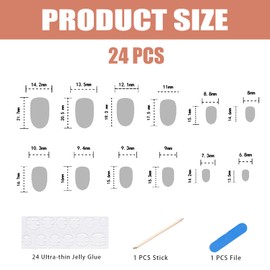 24PCS Red Flower Almond Press on Nails – Medium Burgundy Manicure Kit with Rhinestones & Jelly Glue