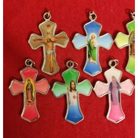 7 pc LOG Rosary Crucifix crosses 2" Catholic Rosary Parts Pendant Silver finish