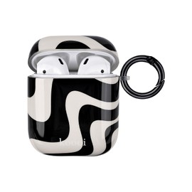 Reownest Kompatibel für AirPods Hülle, Airpods 2 Hülle und Airpods 1 Hülle Simple Cute Zebra Stripes Muster Weiche Fashion Design Schlüsselbund Abdeckung Kopfhörer Hülle für Airpods 2 & 1- Schwarz