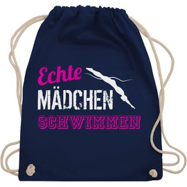 Shirtracer - Water sports - real girls swim - gym bag and fabric bag made of cotton, 1 Navy Blue, Einheitsgröße
