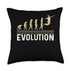 Evolution Graphic Badminton Player Shuttlecock Sports Smash Throw Pillow