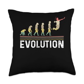 Evolution Graphic Badminton Player Shuttlecock Sports Smash Throw Pillow