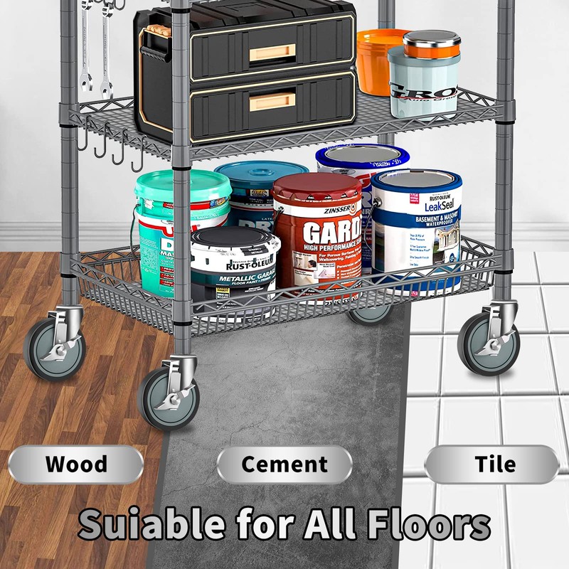 Besitu 5 inches Stem Casters for Wire Shelving Racks, Heavy