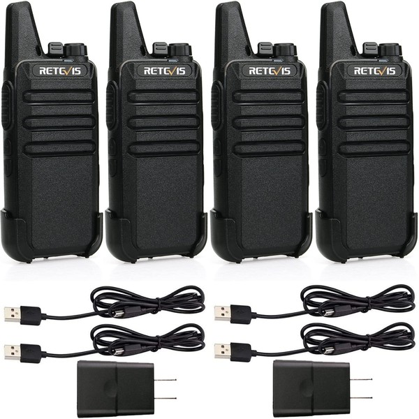 Retevis RT22 Two Way Radio Long Range Rechargeable,Portable 2 Way Radio,Handsfree Walkie Talkie for Adults Cruise Hiking Hunting Skiing(4 Pack)