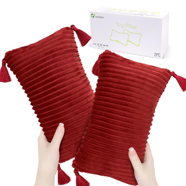 vocheer Small Travel Pillow with Tassels, 11"x7" Neck Pillow for