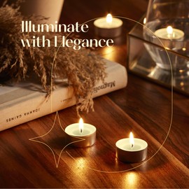 Ivory Scented Tealight Candles - Pack of 12 Scented Tea Light Candles with Long Lasting Aromas - Vanilla Fragranced Ivory Tealight Candles - 4 Hour Burn Time