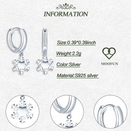 MOOFUN Snowflake Earrings Silver 925 Earrings Women's Earrings Hoop Earrings Hanging Earring Earrings for Mum Best Friend Teenager Girls Grandma Sister Women Gift Birthday Gift, Sterling silver