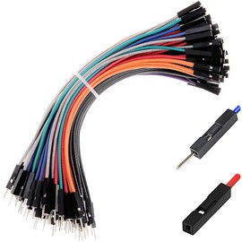 Hellotronics Breadboard Jumper Wires 22AWG Male to Female Pack of 120 Pieces Red and Black Jumpers, Square Head 0.1'' 10 Colors (15CM, M/F)