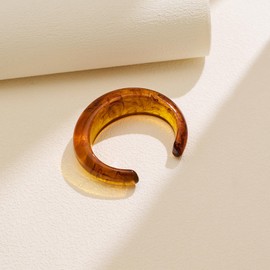 WOWORAMA Chunky Acrylic Resin Cuff Bracelet for Women Brown Translucent Dome Open Bangle Bracelet Thick Mottled Acetate Acrylic Bangle Bracelets Bold Statement Resin Bracelets