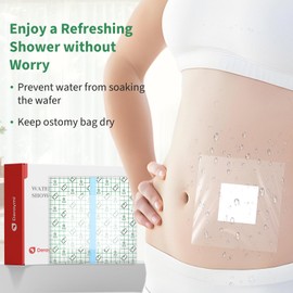 DERAYMI Waterproof Ostomy Shower Cover - 50pcs Ostomy Bag Protectors for Colostomy, Ileostomy & Urostomy - Shower Guard Shield Supplies (20 * 20cm)