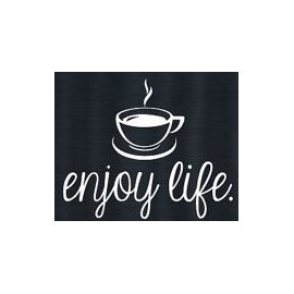 Coffee Enjoy Life Decal Vinyl Sticker|Cars Trucks Vans Walls Laptop| White |5.5 x 4.5 in|LLI057