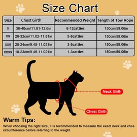 Cat Harness and Lead Set, Escape Proof Kitten Harness with Leash Cat Collar and Bell, Reflective Adjustable Vest, Reflective Stripe Cats Kitten Walking Vest for Small Cats Walking (Orange XXS)