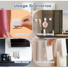 Sicheii Selbstklebende Wandclips zum Aufhängen, Tapisserie-Kleiderbügel für die Wand, kein Bohren, Handtuchhalter, Haken, Poster, Bilder, Binder, Federklammern, klebrig für Badezimmer, Küche, Zuhause