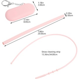 1juego Silicón Reutilizable Travel Straw Kit con Caja Llavero Limpia Pajillas y Pajillas Colores para Viaje Aire Fiesta Bebidas Pajillas de Silicona Caja Llavero Limpia Pajillas