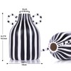 oliruim Black and White Striped Ceramic Vase with Double Ring