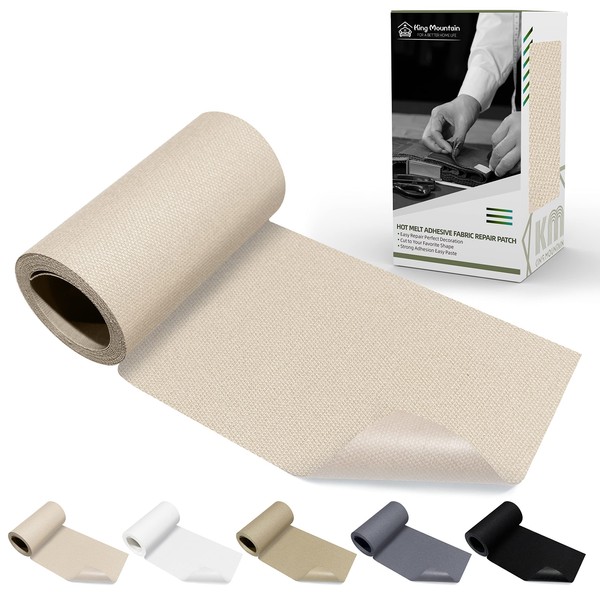 KING MOUNTAIN Canvas Iron on Patch,3"×60",Waterproof 100% Cotton Fabric Repair