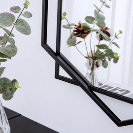 Autdot Black Bathroom Mirror, 22"x32" Decorative Mirror for Living Room with Hexagon and Rectangular Metal Frame, Entryway Mirror for Wall Decor, Vertical or Horizontal Hanging