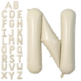 Letter Balloons Beige,40 Inch Letter N Balloons,A-Z Alphabet Name Foil Balloons,Big Single Cream Aluminum N Word Balloons Helium for Birthday,Anniversary,Baby Shower,Wedding Party Supplies Decorations