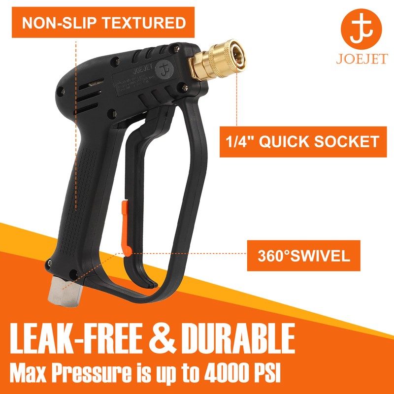 JOEJET Pressure Washer Gun with Swivel, Short Power Washer Gun