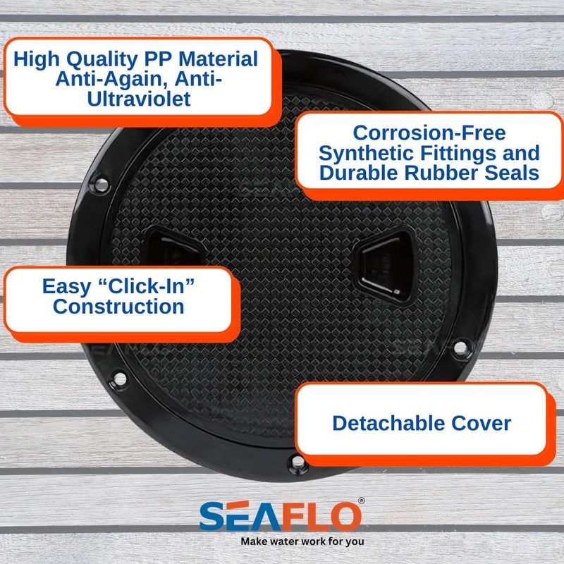 SEAFLO 4" - 8" Black Circular Non Slip Inspection Hatch